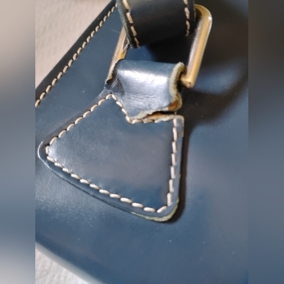 Vtg Dooney Bourke Toiny Italy Leather Backpack Bamboo Purse Wallet SET Navy Blue main image 5